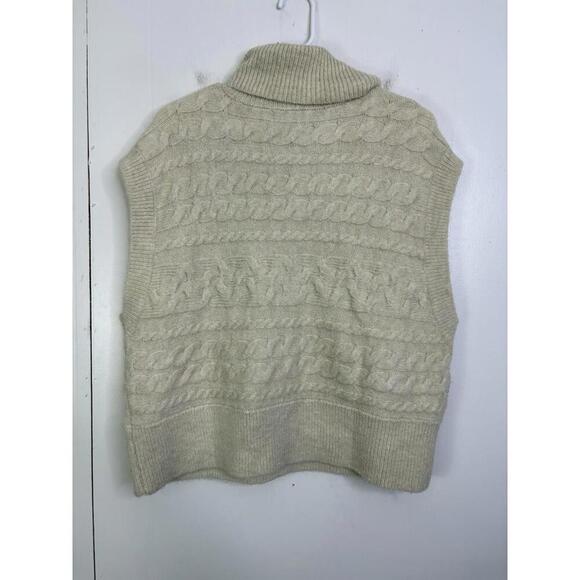 Old Navy Sweater Vest Womens XL Turtleneck Cableknit Cream Neutral Old Money - Picture 2 of 8